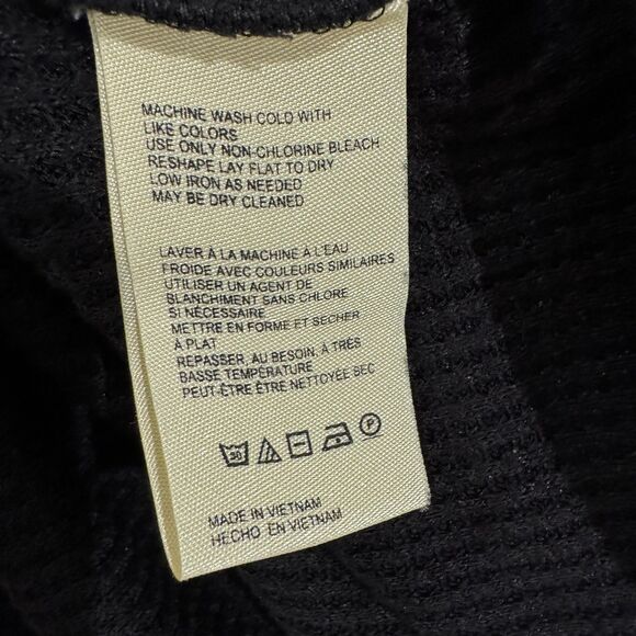 Pilcro Shirt Women's Medium Black Waffle Knit Ruffle Sleeve V Neck Top Blouse - Picture 7 of 8